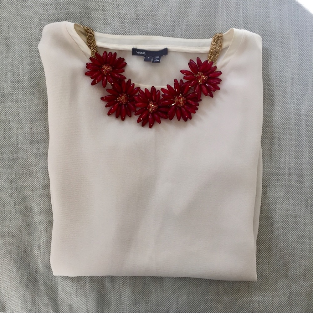 Ruby Red Flower Statement Necklace - image 2